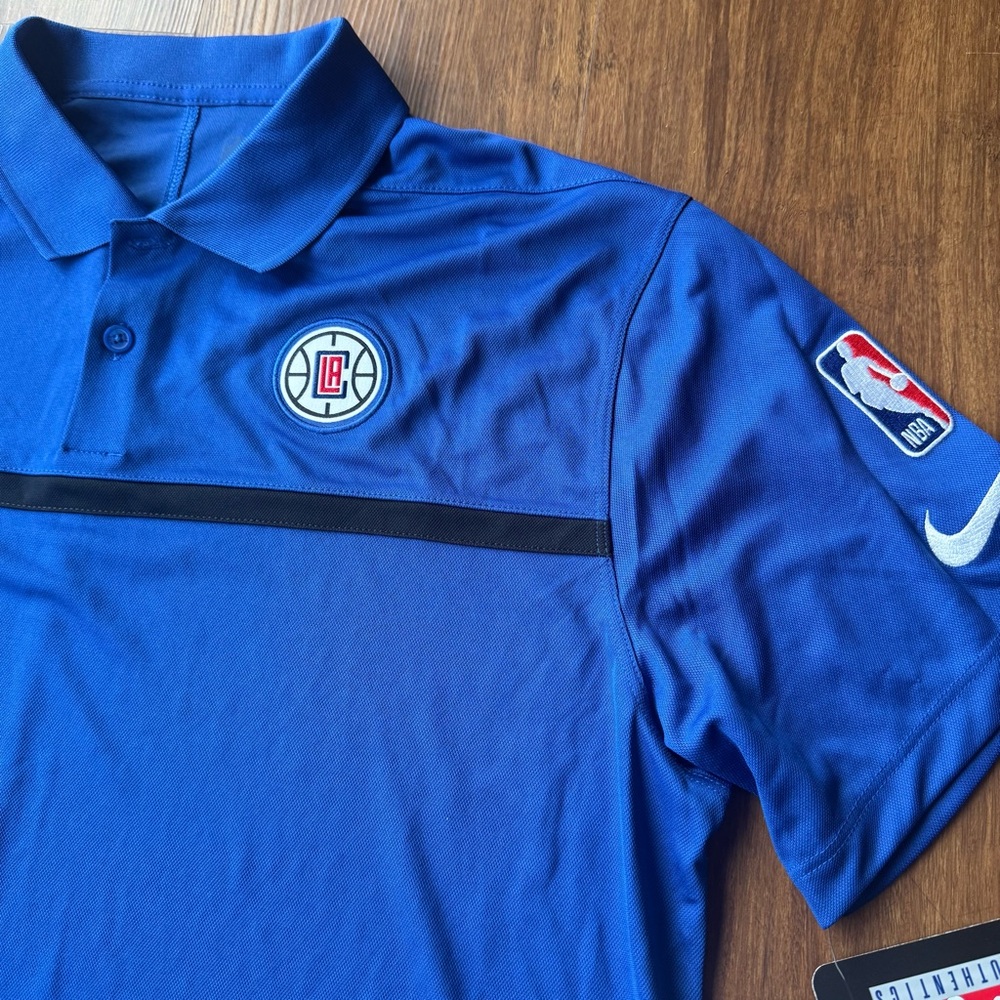 Nike Los Angeles LA Clippers Polo Shirt Blue Mens Medium Dri-Fit NBA Basketball
